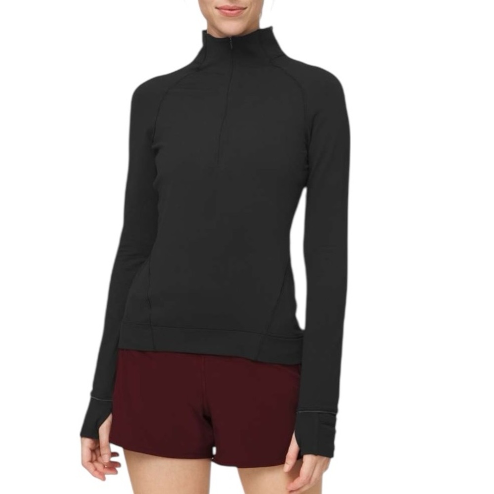 LULULEMON Outrun The Elements Long Sleeve 1/2 Zip Pullover Top Black SIze 12